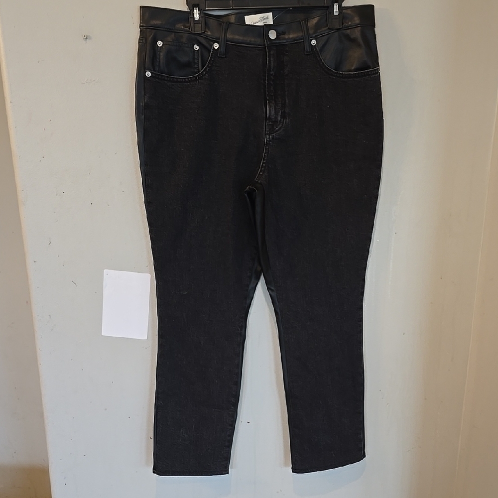 Universal Thread Black Denim And Faux Leather Pants